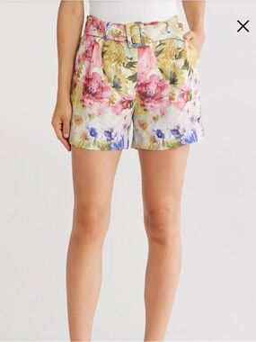 NWOT Jason Wu Floral Belted High Waist Shorts size 8